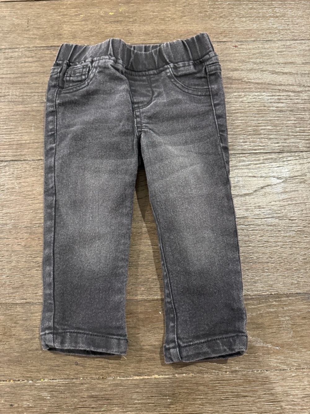 Ruffle Butts Girls Black Washed Elastic Waist Denim Pants